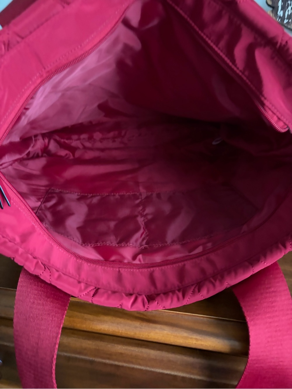 Victoria's Secret Red Quilted Tote with Pink 'Love' Pouch & heart pouch - Picture 5 of 9